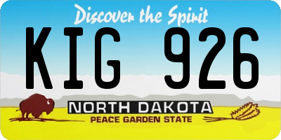 ND license plate KIG926