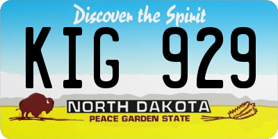 ND license plate KIG929