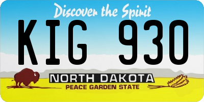 ND license plate KIG930
