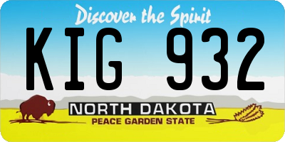 ND license plate KIG932