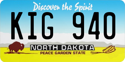 ND license plate KIG940