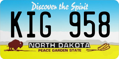 ND license plate KIG958