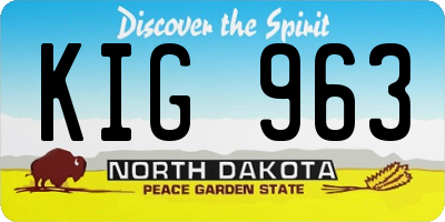 ND license plate KIG963