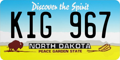 ND license plate KIG967