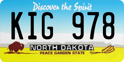 ND license plate KIG978