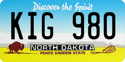 ND license plate KIG980