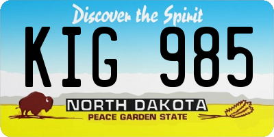 ND license plate KIG985