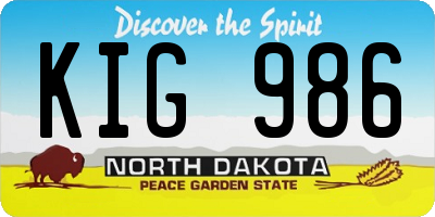 ND license plate KIG986