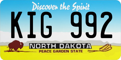 ND license plate KIG992