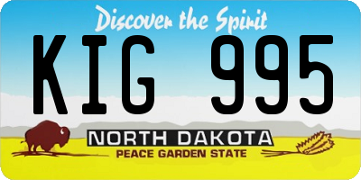 ND license plate KIG995