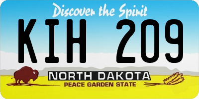 ND license plate KIH209