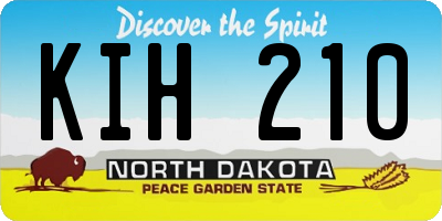 ND license plate KIH210