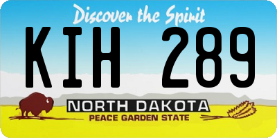 ND license plate KIH289