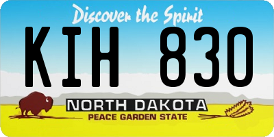 ND license plate KIH830