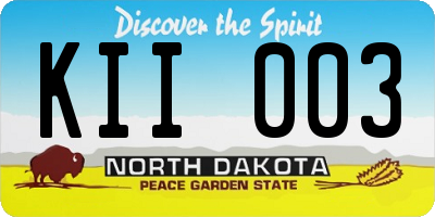 ND license plate KII003