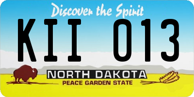 ND license plate KII013