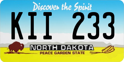 ND license plate KII233