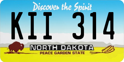 ND license plate KII314