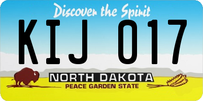 ND license plate KIJ017