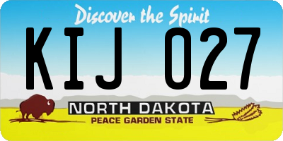 ND license plate KIJ027
