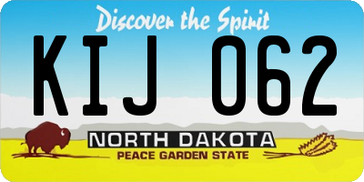 ND license plate KIJ062