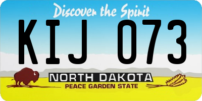 ND license plate KIJ073