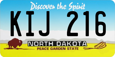 ND license plate KIJ216