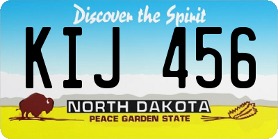 ND license plate KIJ456