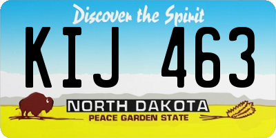 ND license plate KIJ463