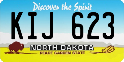 ND license plate KIJ623