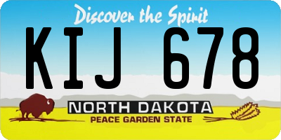 ND license plate KIJ678