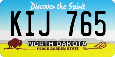 ND license plate KIJ765