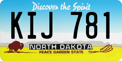 ND license plate KIJ781
