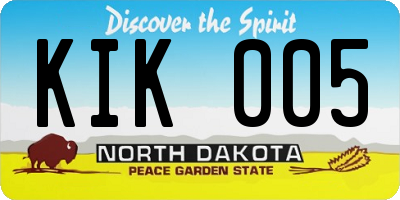 ND license plate KIK005