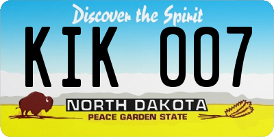 ND license plate KIK007