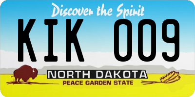 ND license plate KIK009