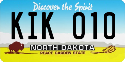 ND license plate KIK010