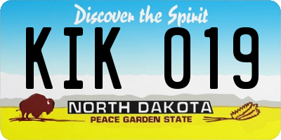 ND license plate KIK019