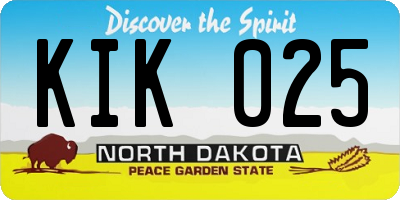 ND license plate KIK025