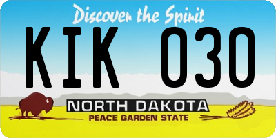 ND license plate KIK030