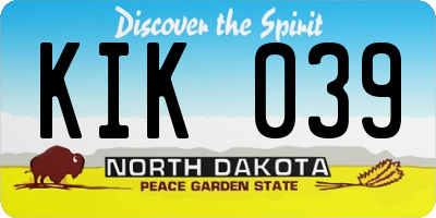 ND license plate KIK039