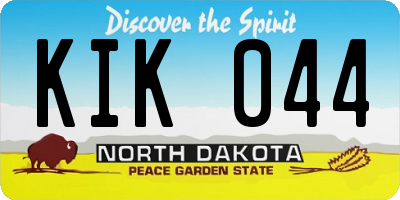 ND license plate KIK044