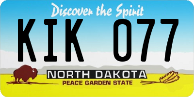 ND license plate KIK077