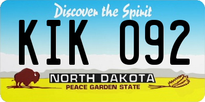 ND license plate KIK092