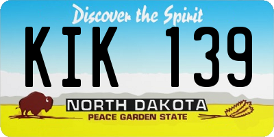 ND license plate KIK139