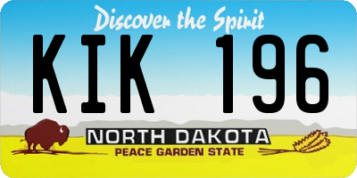 ND license plate KIK196