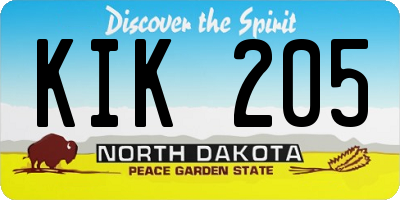 ND license plate KIK205