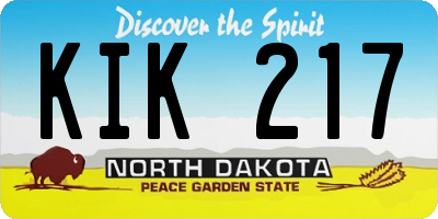 ND license plate KIK217