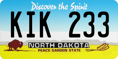 ND license plate KIK233
