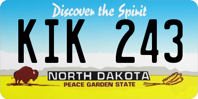 ND license plate KIK243